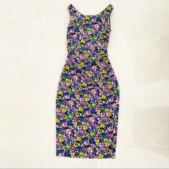 Zara Ruched Floral Print Pencil Dress - Picture 5 of 9